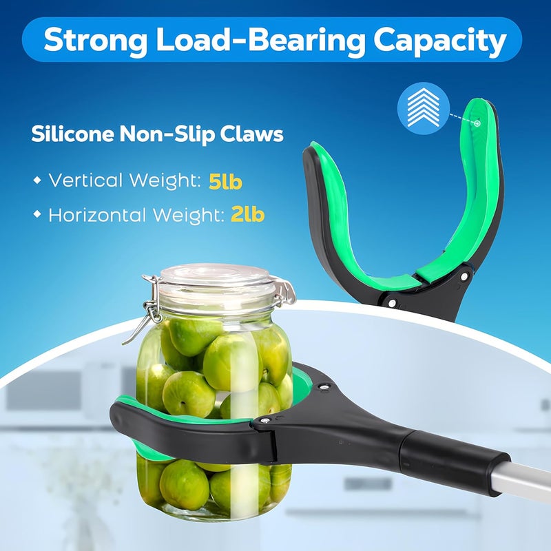 POPDA Grabber Reacher Tool - 32” Extra Long Foldable Gripper and Reaching Tool - Heavy Duty Pick Up Stick Grabbers for Seniors, Trash, Surgery Recovery Must Haves Gifts (Green) - Image 2